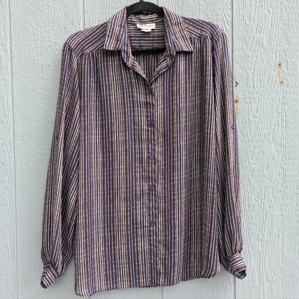 Vintage All Hours‎ Paris Milan Sheer Button Down Blouse Large
